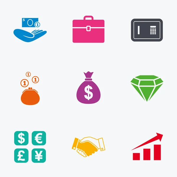 Money, cash and finance icons. — Stock Vector