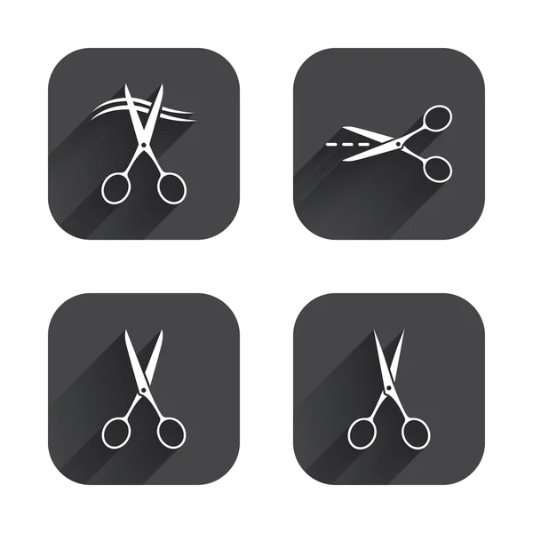 Iconos de tijeras. Símbolos de peluquería o barbería — Archivo Imágenes Vectoriales