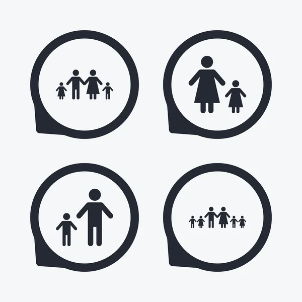 Family with two children signs — Stock Vector