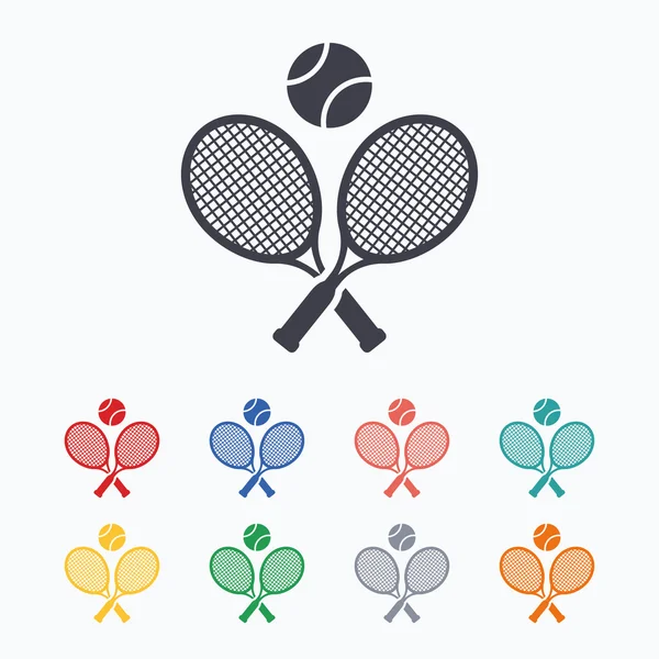 Raquetes de tênis com sinais de bola — Vetor de Stock