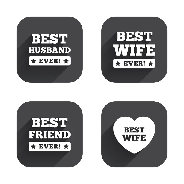 Best wife, husband and friend icons. — Stock Vector