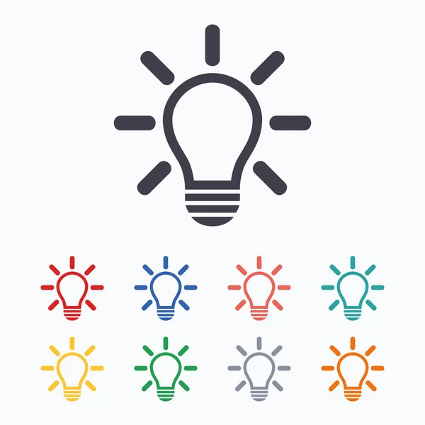 Iconos de signo de lámpara de luz — Vector de stock