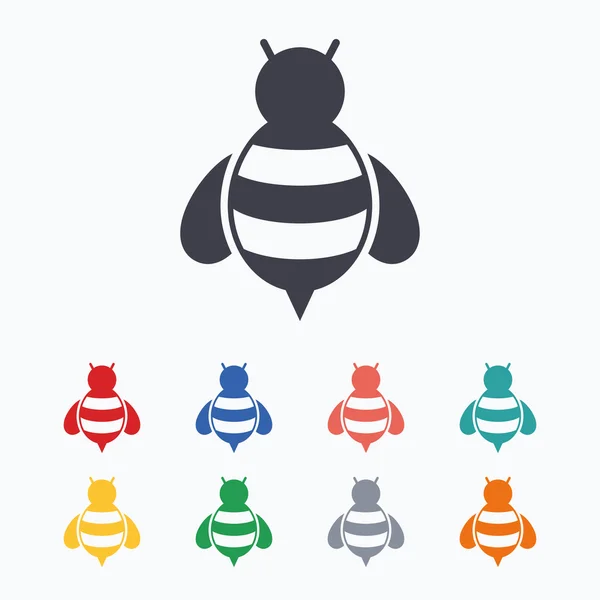 Signo de abeja iconos — Vector de stock