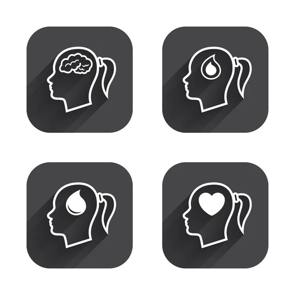 Baş beyin ikonları ile — Stok Vektör