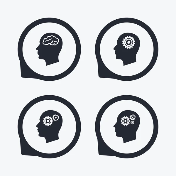 Head with brain icons — Stock Vector