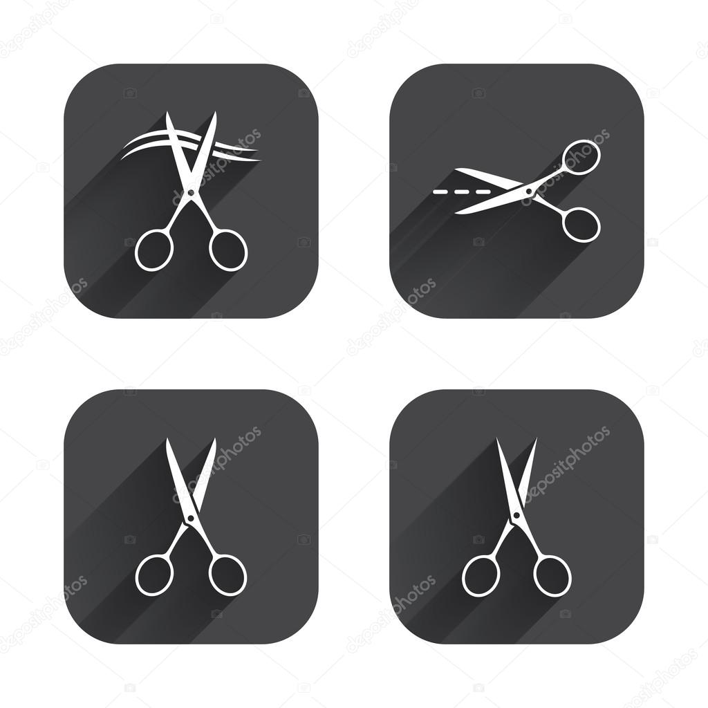 Scissors icons. Hairdresser or barbershop symbols