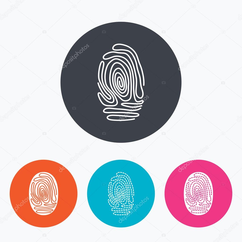 Fingerprint icons. Identification signs.