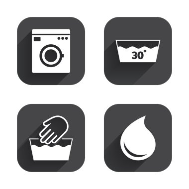 Wash icons. Machine washable clipart