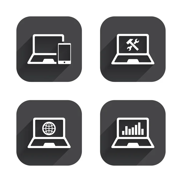 Notebook laptop pc icons. — Stock Vector