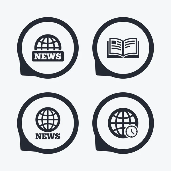 News icons. World globe symbols. — Stock Vector