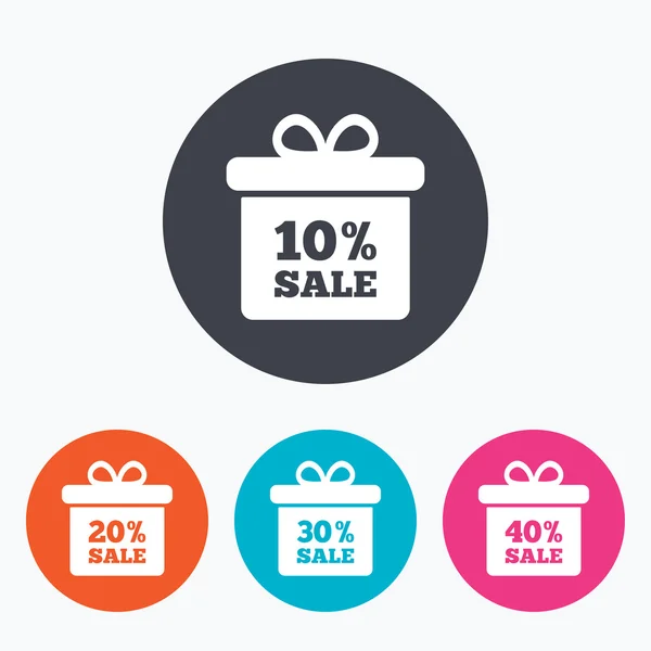 Sale gift box tag icons. — Stock Vector