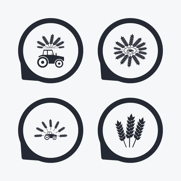 Tractor icons. Agricultural industry transport. — Stock Vector