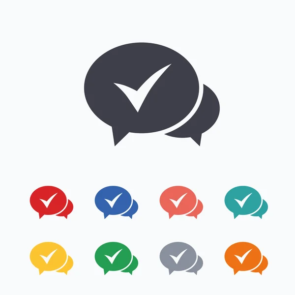 Chat check iconos de signo — Vector de stock