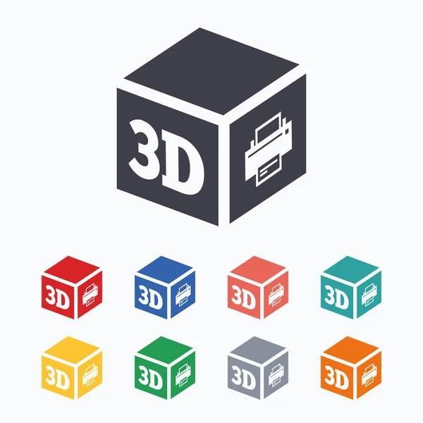 3D tryckta tecken ikoner — Stock vektor