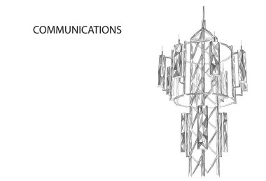 Communication antenna. Radio broadcast. Low-poly construction. clipart