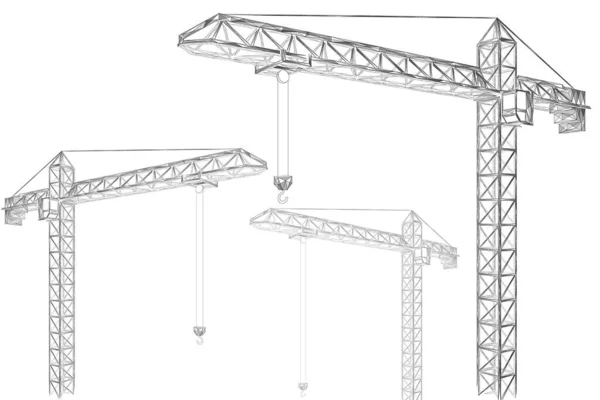 Tower Cranes Polygonal Design Concatenated Lines Points — Stock Vector