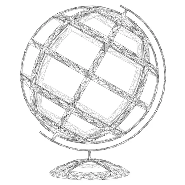 Diseño Del Globo Stand Modelo Tridimensional Poligonal Formado Por Líneas — Vector de stock