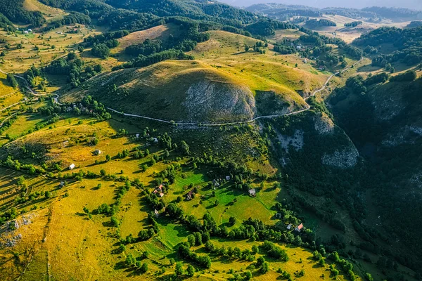 Montenegro village in the mountains - aerial — Stock Photo, Image