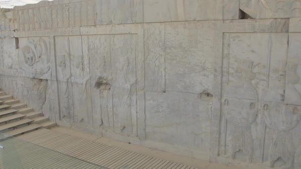 Persepolis opluchting muur — Stockvideo