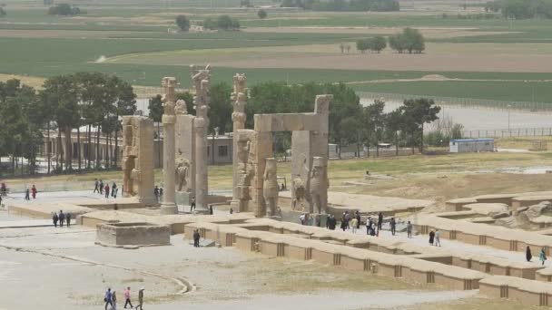 Persepolis gate luchtfoto — Stockvideo