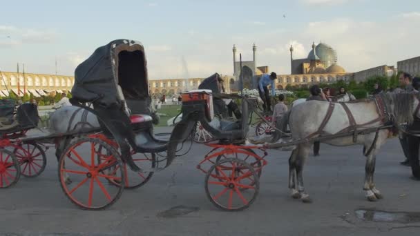 Isfahan Imam Meydanı küçük yük arabalar — Stok video