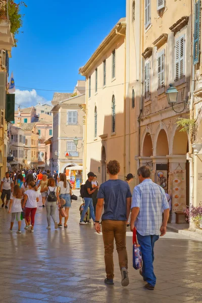 Sunny day at old city center Corfu Greece — Stock Photo, Image