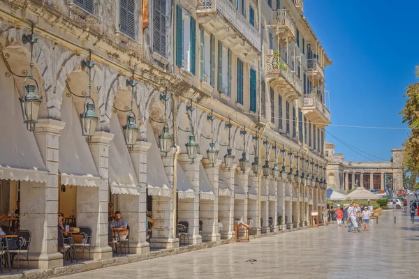 Liston promenade in Corfu town Greece — Stock Photo, Image