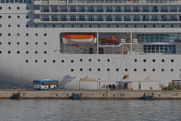 Costa Victoria cruiser anchored in the port of Corfu Greece — Stock Photo, Image