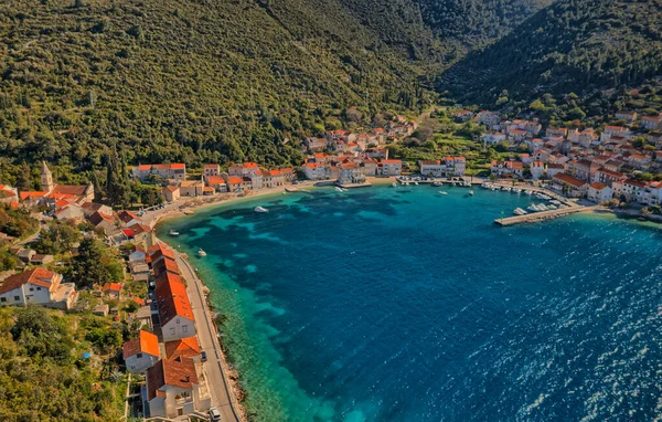 Aerial shot of the Racisce near Korcula is Old — Stock Photo, Image