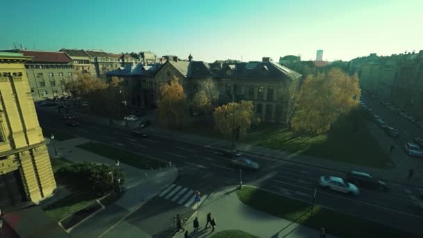 Théâtre national croate à Zagreb - aérien — Video