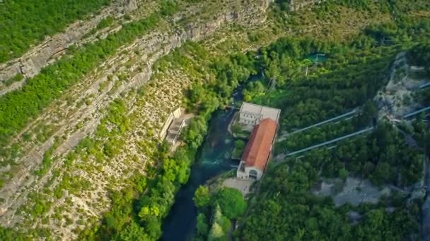 Miljacka Hydroelectric Power Plant aerial — Stock Video