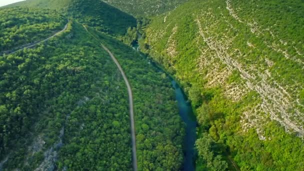 Krka river canyon antenn — Stockvideo
