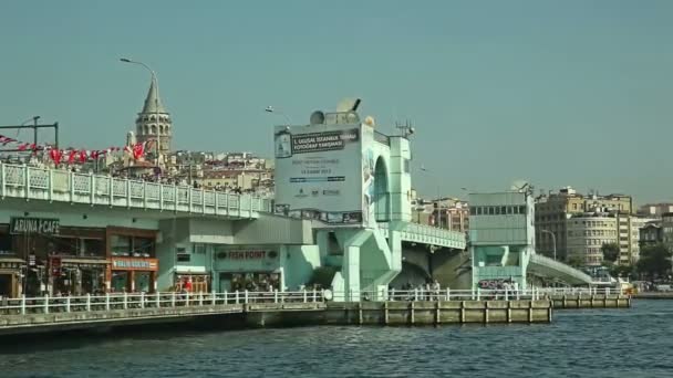 Galata Bridge centre Istanbul — Video