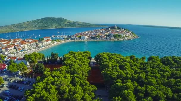 Primosten beaches aerial shot — Stock Video