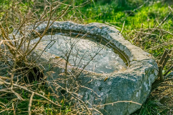 Starověké vodní koryto v poli — Stock fotografie