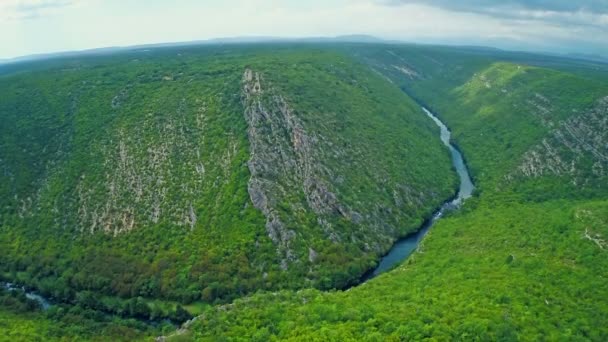 Řeka Krka kaňonu letecké — Stock video