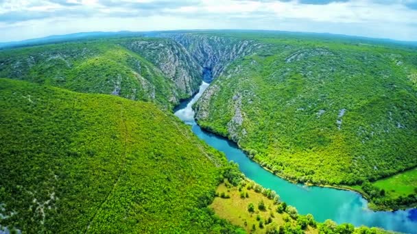 Krka river flow - aerial — Stock Video