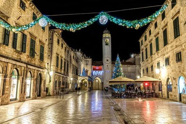 Dubrovnik Stradun de noite — Fotografia de Stock