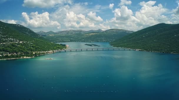 Aerial view of Mali Ston Bay — Stock Video