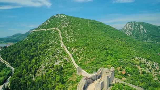 Mali Ston sulla penisola di Peljesac, aerea — Video Stock