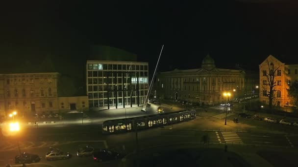 Musikhögskolan i Zagreb - antenn skott — Stockvideo