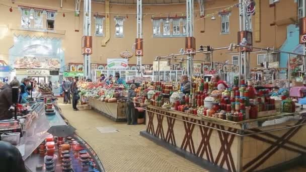 Bessarabskiy kapalı pazar kiev — Stok video