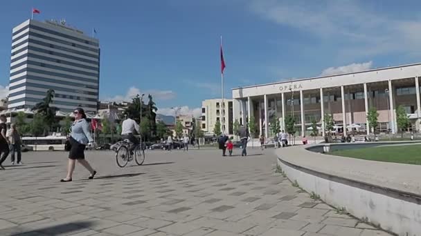 Tirana Skanderbeg Platz — Stockvideo