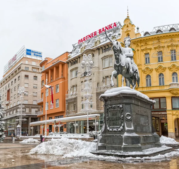 Zagreb snöiga vinter — Stockfoto