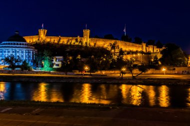 Kale fortres by night in Skopje