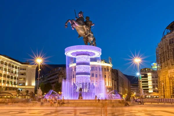 Fuente de Alejandro Magno en Skopje — Foto de Stock