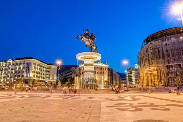 Fuente de Alejandro Magno en Skopje — Foto de Stock