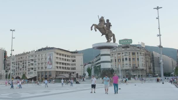 Alexander den stora fontänen i Skopje — Stockvideo