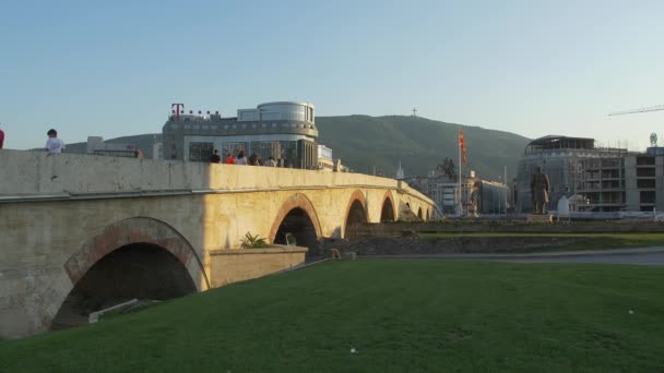 Skopje Old Bridge — Stock Video
