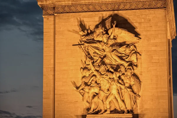 Παρίσι αψίδα του Θριάμβου νύχτα Royalty Free Εικόνες Αρχείου